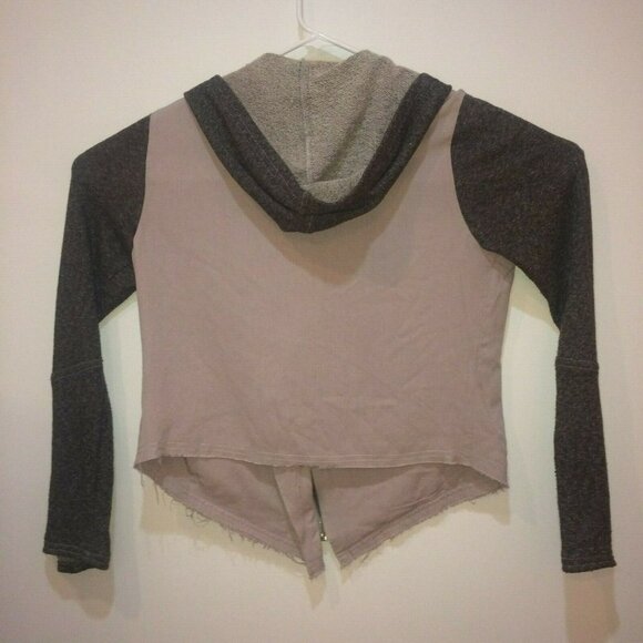 Buttons Women's Large Hooded Jacket Long Sleeves Hoodie Zip Front Brown Tops L - Picture 6 of 13